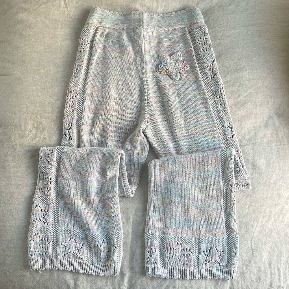 LoveShackFancy Matching Antique Pastel Rainbow Knit Set, Size S Top & XS bottom - Picture 7 of 13